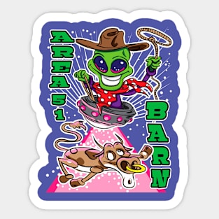 Area 51 Barn Alien Abduction Cow Sticker